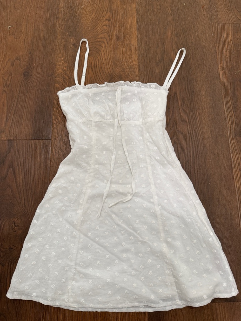 White Eyelet Mini Dress with Spaghetti Straps